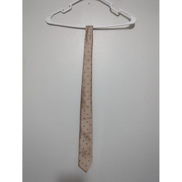 Vintage Sears Mens Store Poly Silk Blend Beige Paisley Neck Tie - Picture 1 of 6